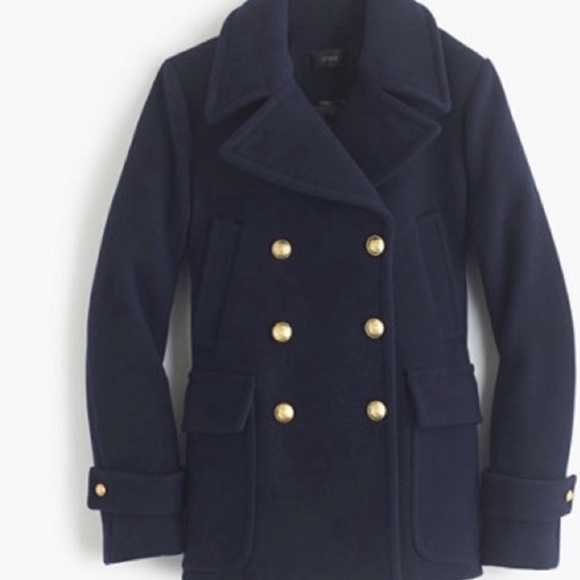 J. Crew Jackets & Blazers - J.Crew Majesty Wool Navy Peacoat Double Breasted Gold Button Women’s Size 6 EUC